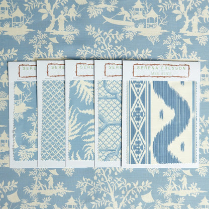 Blue Pagoda Garden Fabric