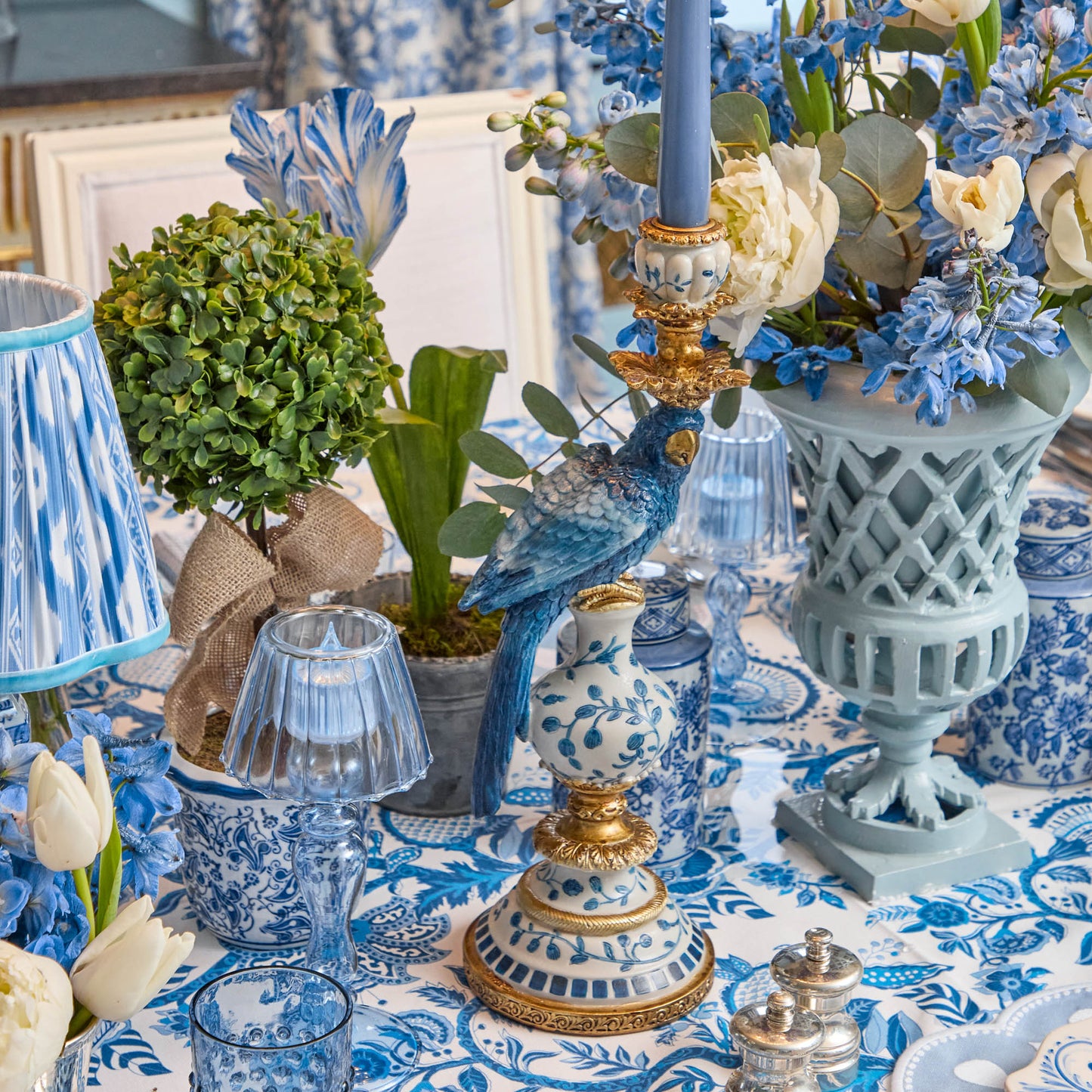 Blue Parrot Candle Set (Dusty Blue)