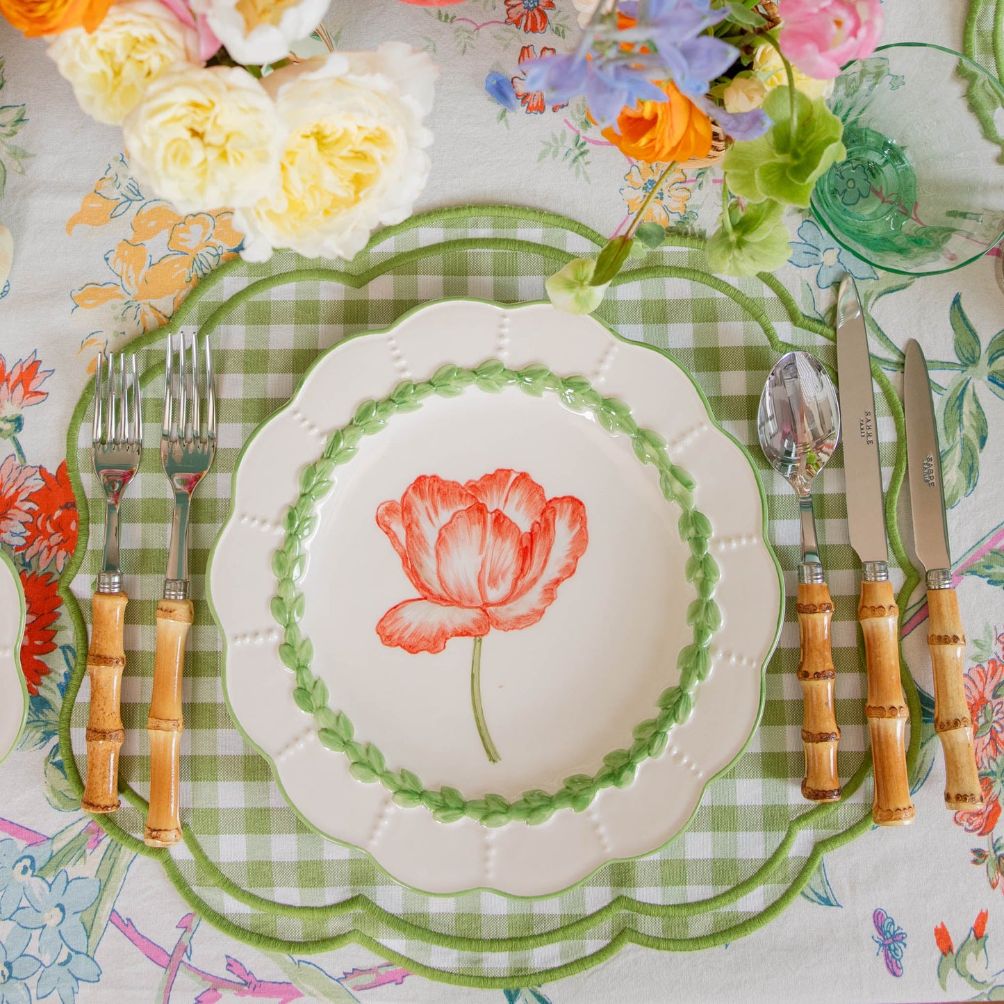 Green Laurel Tulip Dinner Plates (Set of 4)