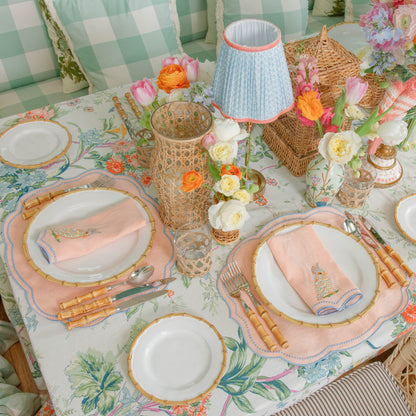 Eloise Coral & Blue Linen Placemats (Set of 4)