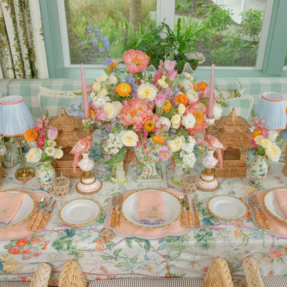 Eloise Coral & Blue Linen Placemats (Set of 4)
