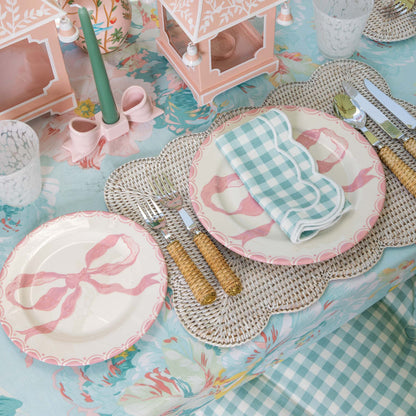 Petal Pink Ceramic Bow Candle Holders (Pair)