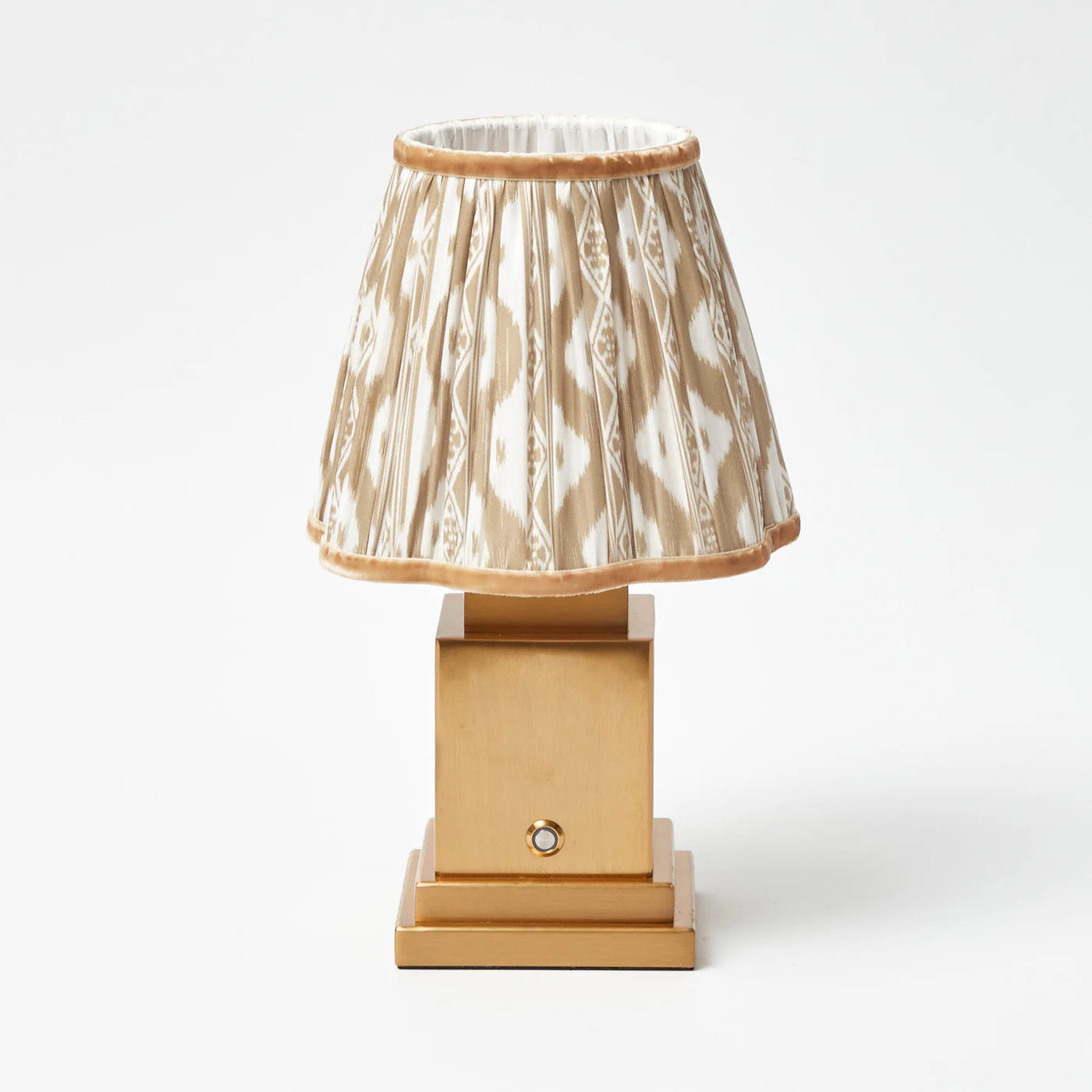 Square Rechargeable Lamp with Putty Ikat Shade (18cm)
