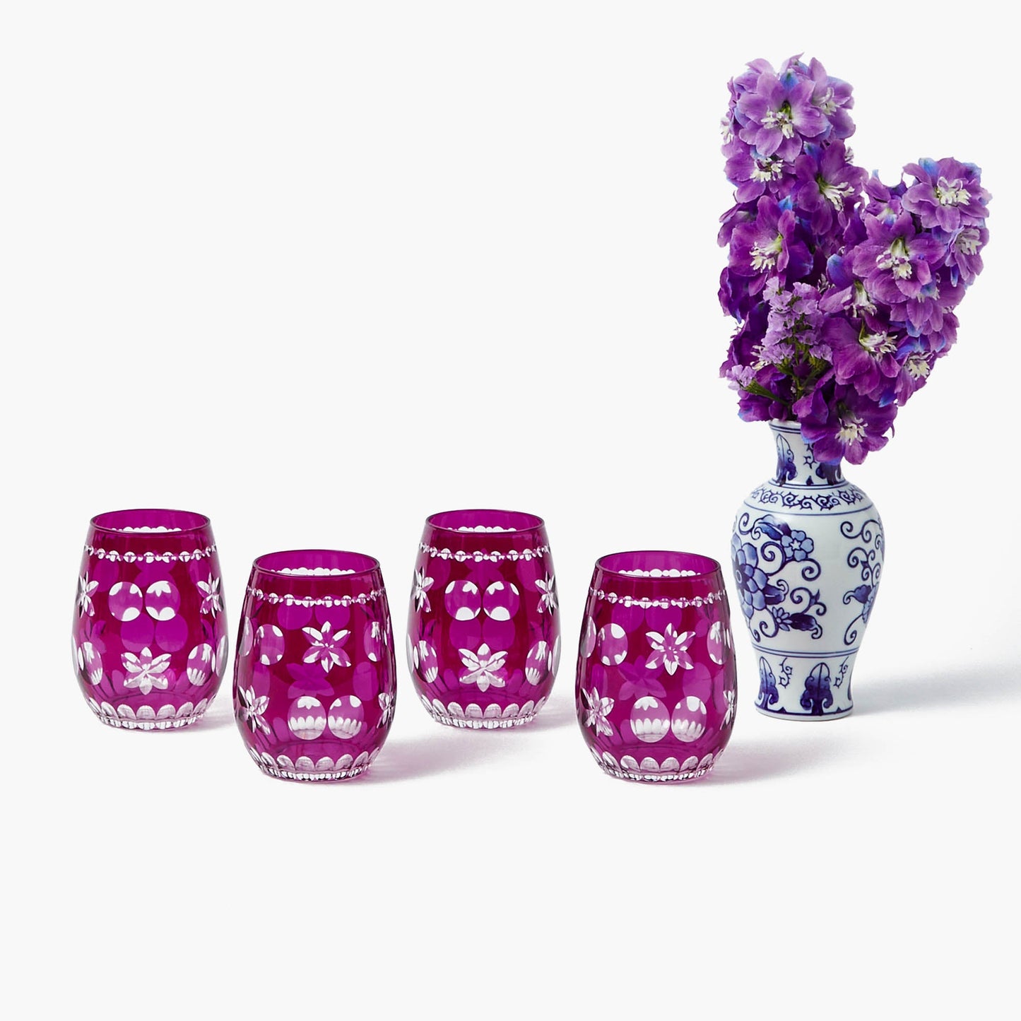 Aubergine Anita Engraved Glassware (Set of 8)