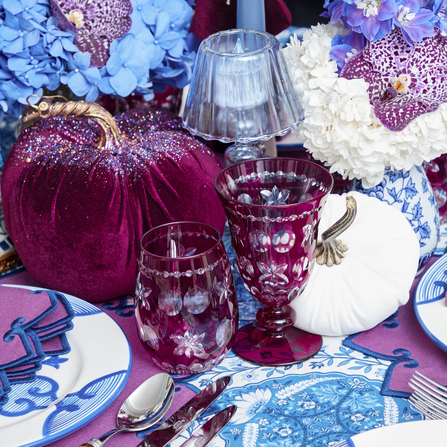 Aubergine Anita Engraved Glassware (Set of 8)