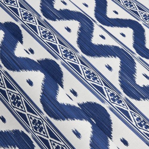 Cobalt Blue Ikat Stripe Fabric