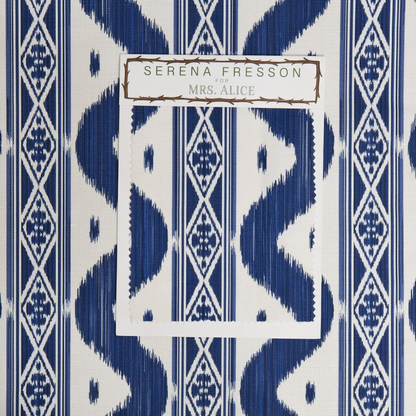 Cobalt Blue Ikat Stripe Fabric