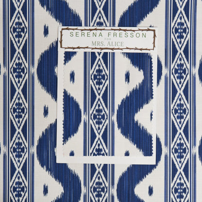 Cobalt Blue Ikat Stripe Fabric