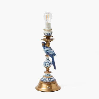 Blue Parrot Rechargeable Lamp with Chocolate Lotus Shade (18cm)