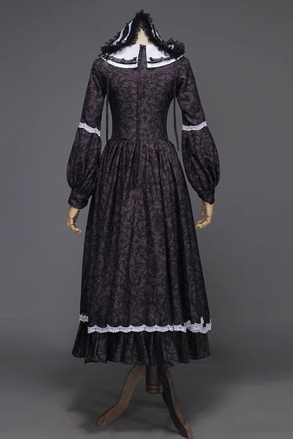 Black Maid Long Sleeves Ruffle Bowknot Sweet Lolita Dress