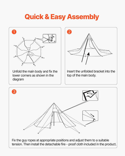2-Person Hot Tent with Stove Jack | 4-Season Waterproof Tipi Camping Tent