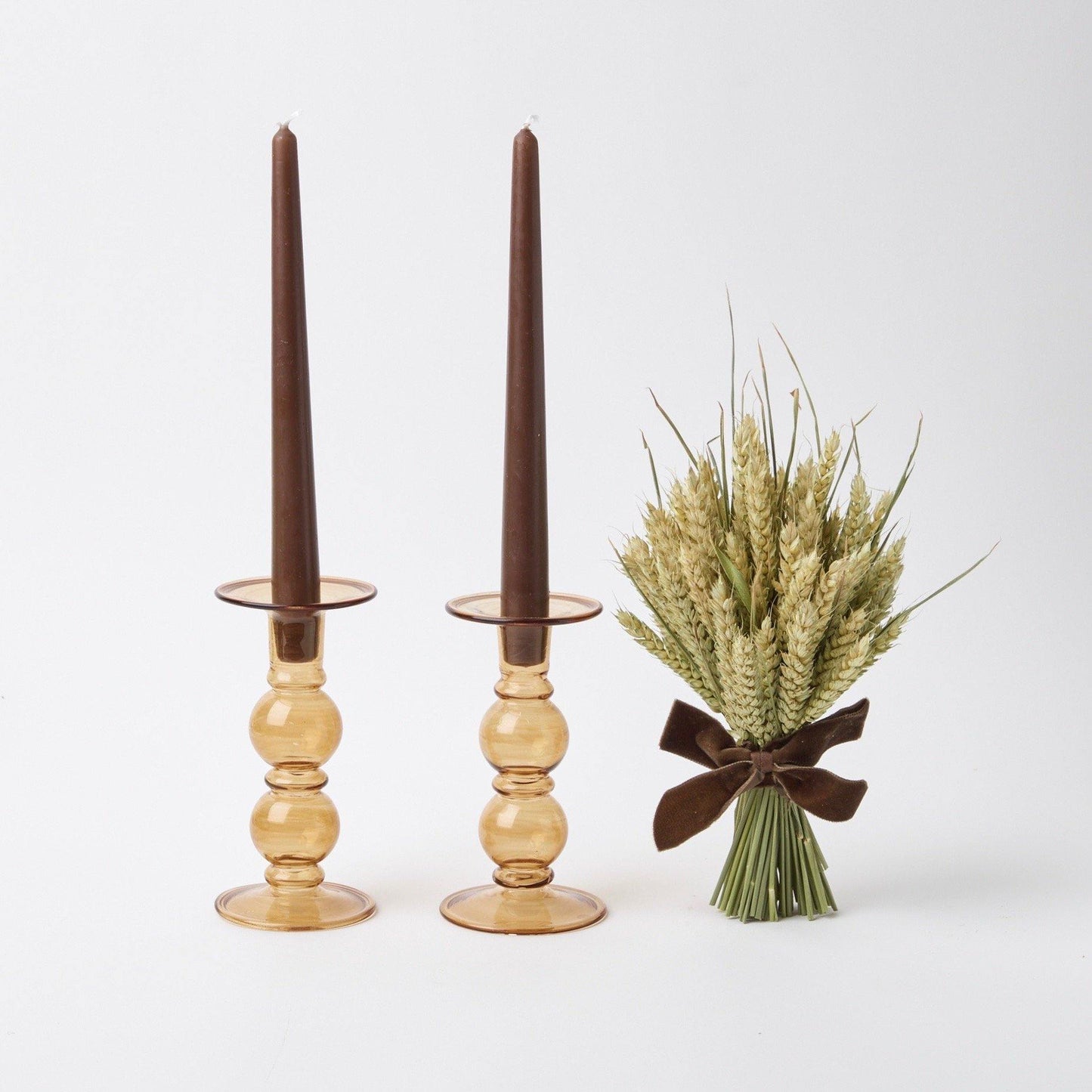 Elise Medium Amber Candle Holder (Pair)