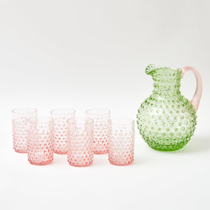 Emerald Hobnail Jug & Rose Handle