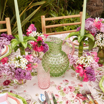 Emerald Hobnail Jug & Rose Handle