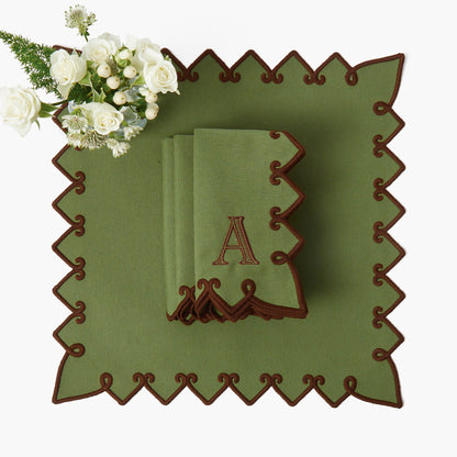 Forest Green & Brown Angelina Placemats & Napkins (Set of 4)