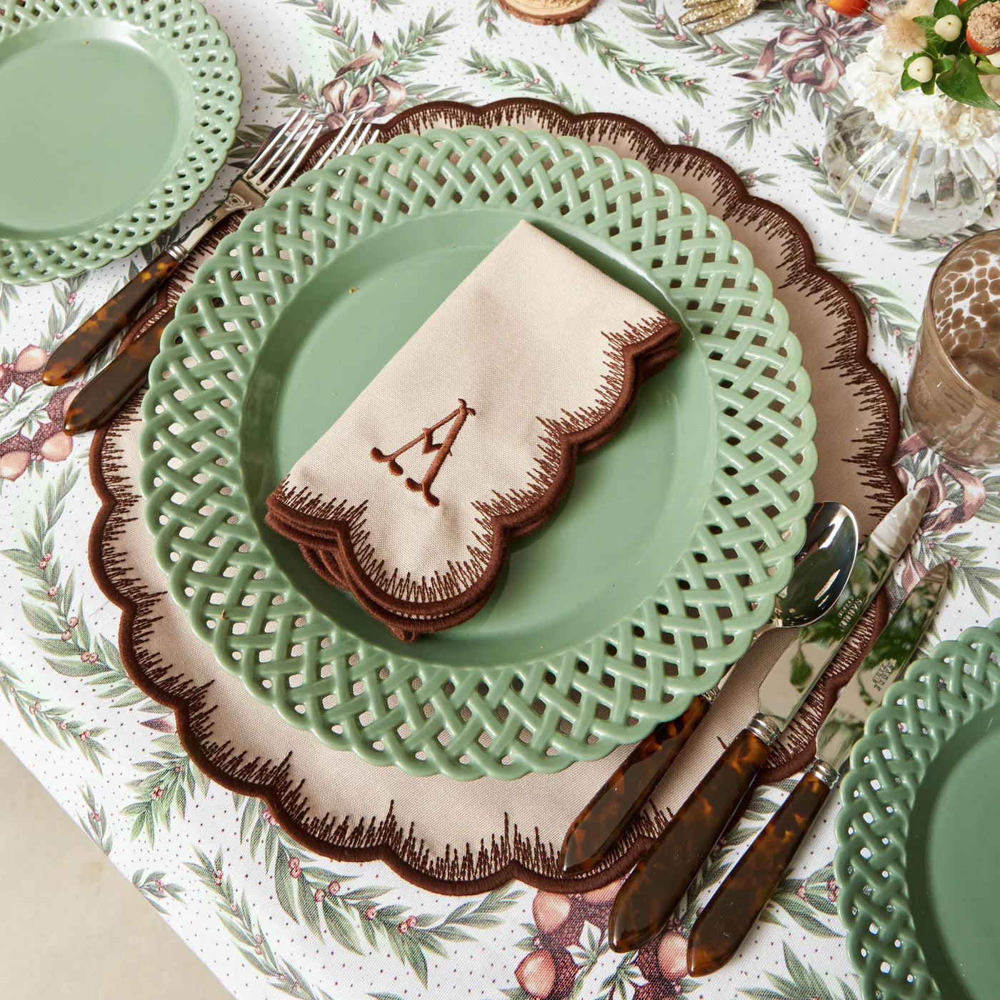 Taupe & Chocolate Isabella Napkins (Set of 4)