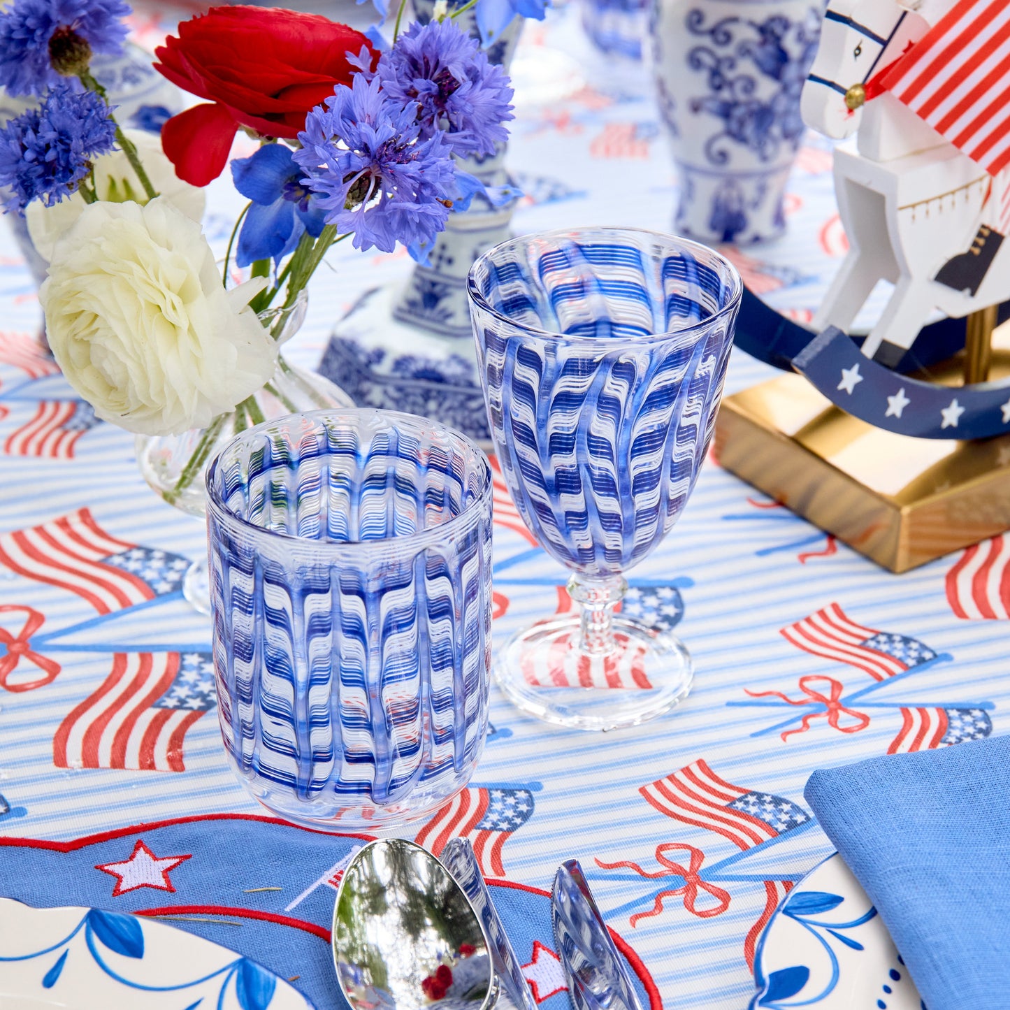 Blue Paloma Glassware (Set of 8)