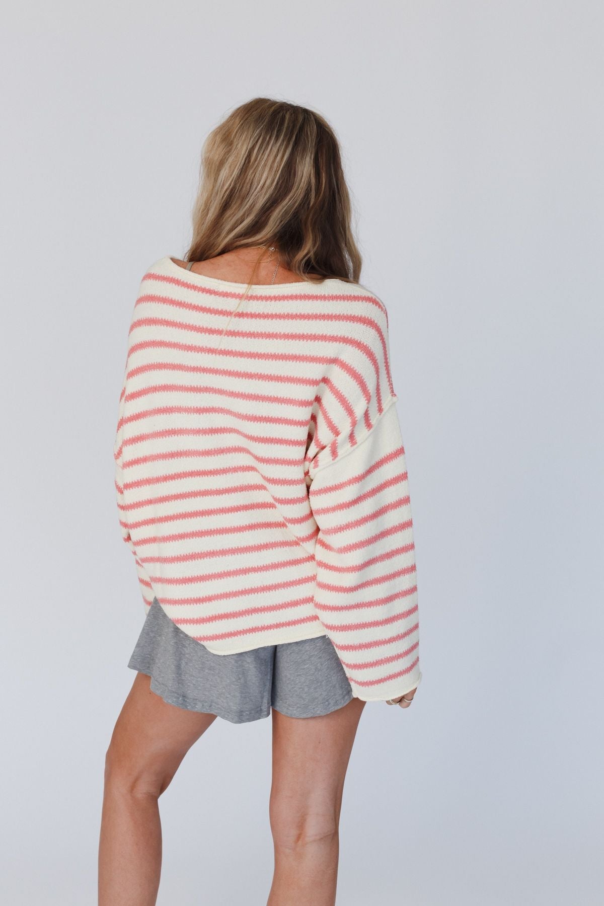 All My Stripes Oversized Sweater - Cream Pink