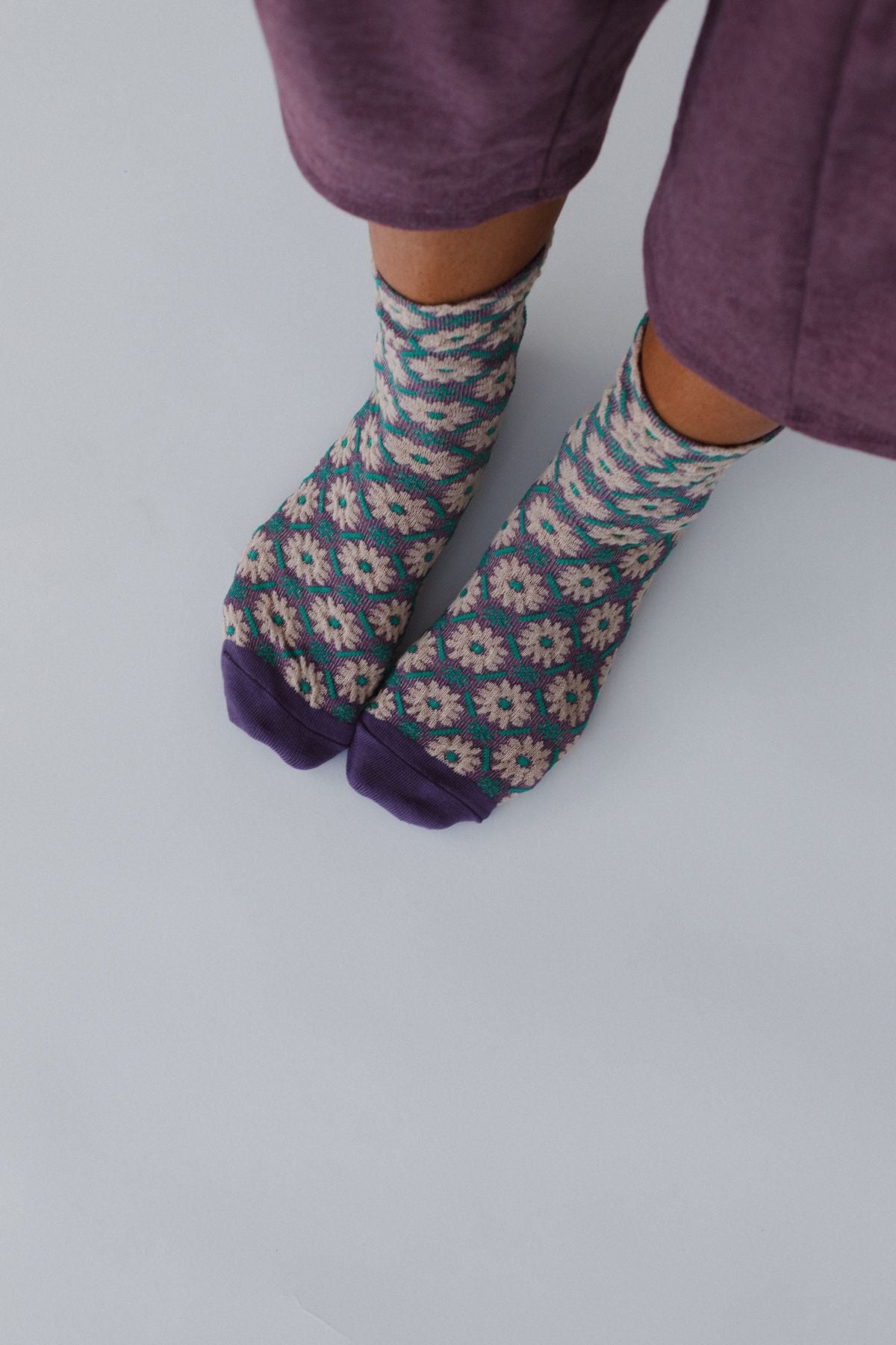 Floral Sunshine Socks - Teal