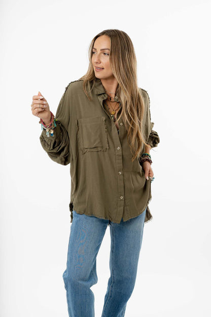 Bradley Button Down Top - Olive
