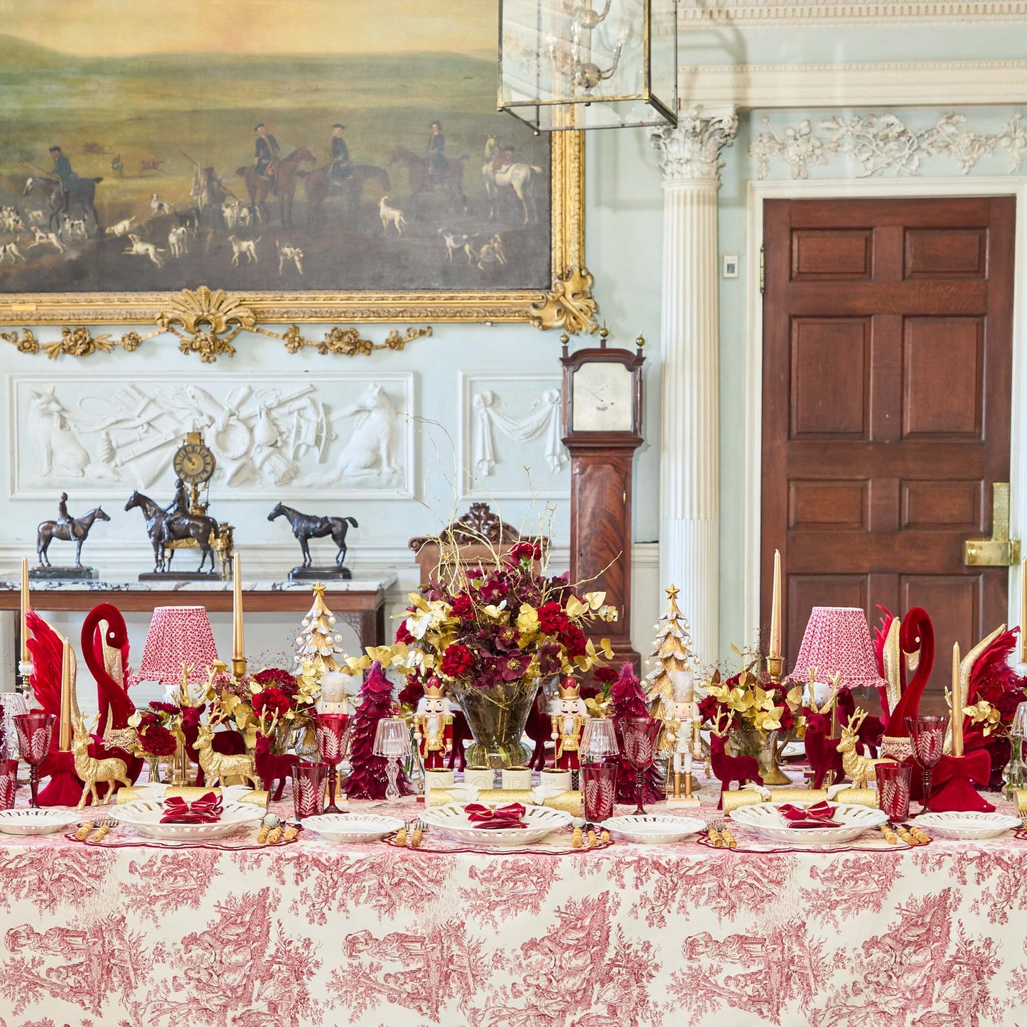 Burgundy Claudette Toile Placemats & Napkins (Set of 4)