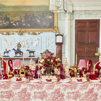 Burgundy Claudette Toile Placemats & Napkins (Set of 4)