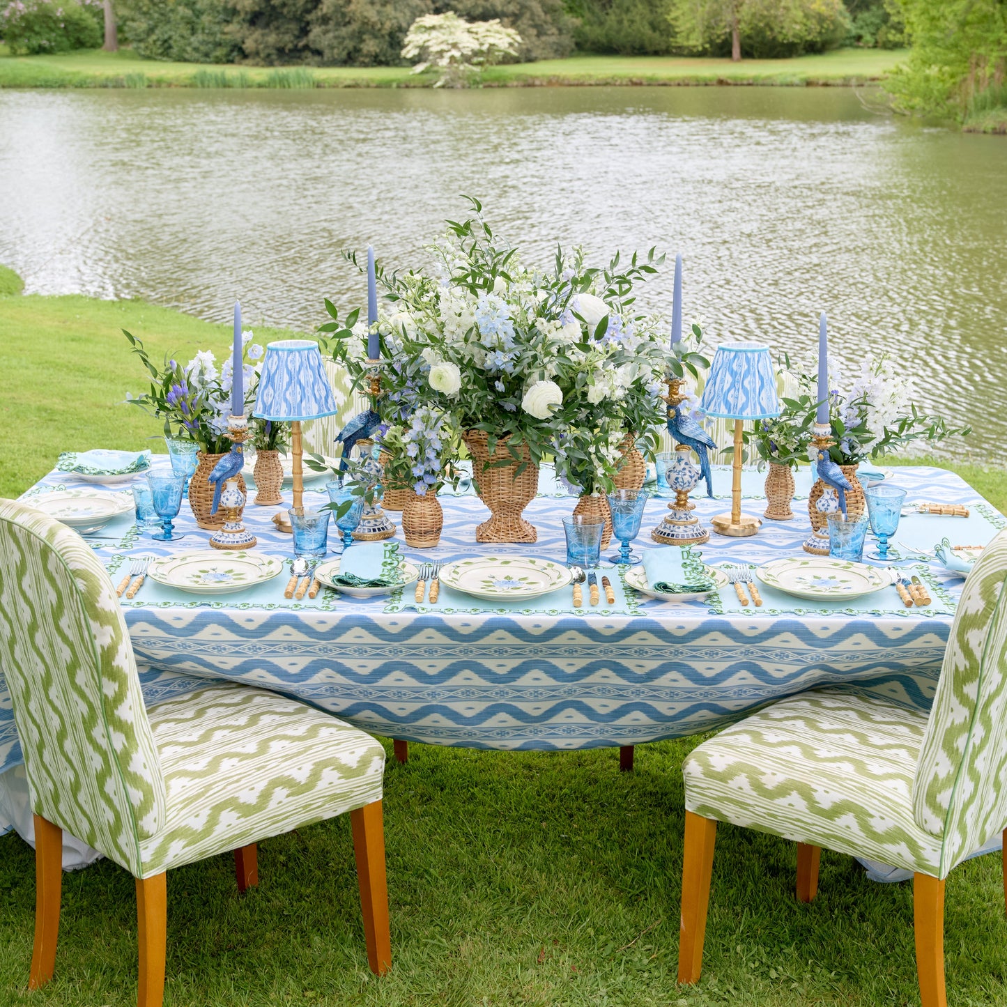 Blue & Green Sophia Waxed Placemats (Set of 4)