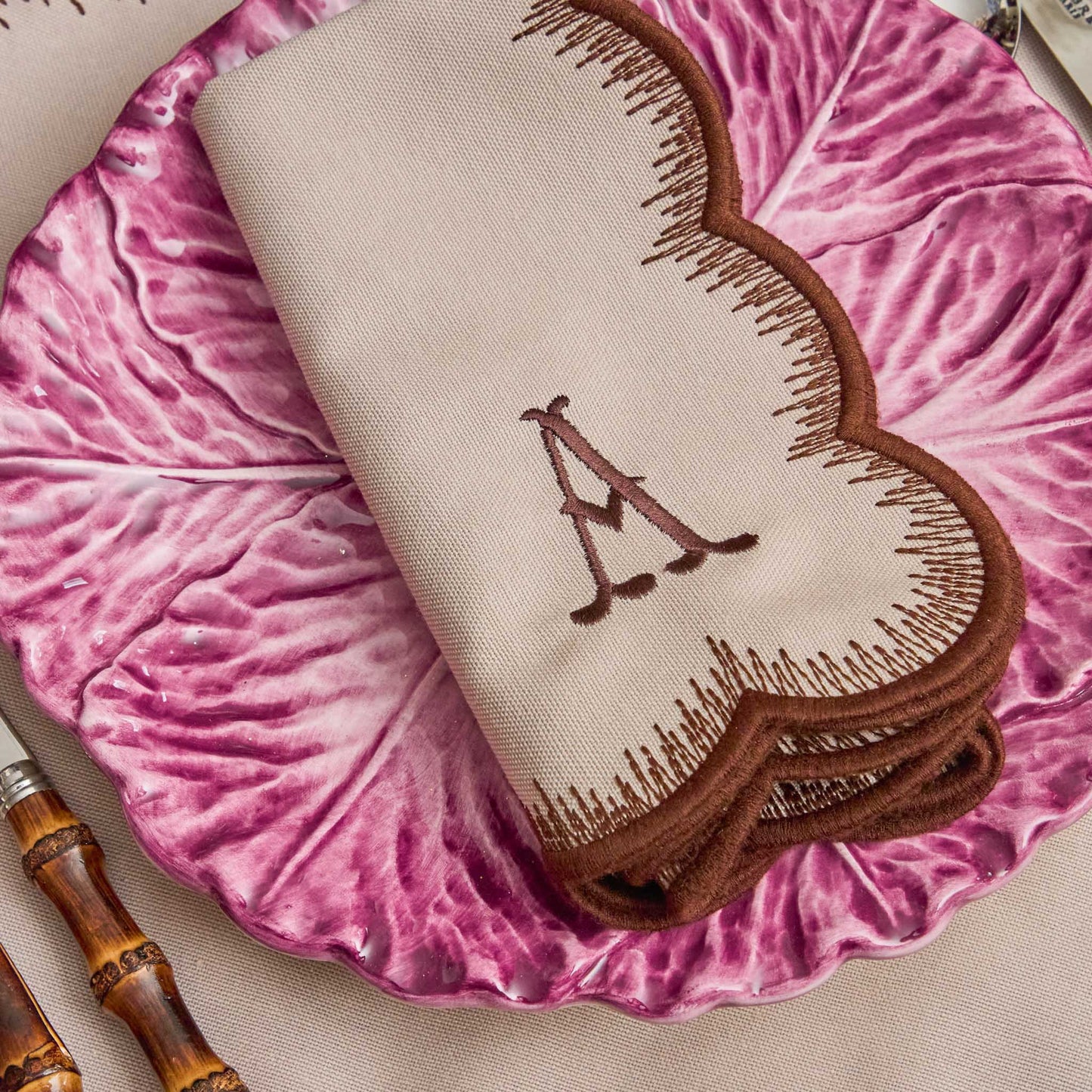 Taupe & Chocolate Isabella Napkins (Set of 4)