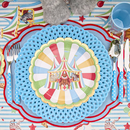 Blue Basketweave Dinner Plate