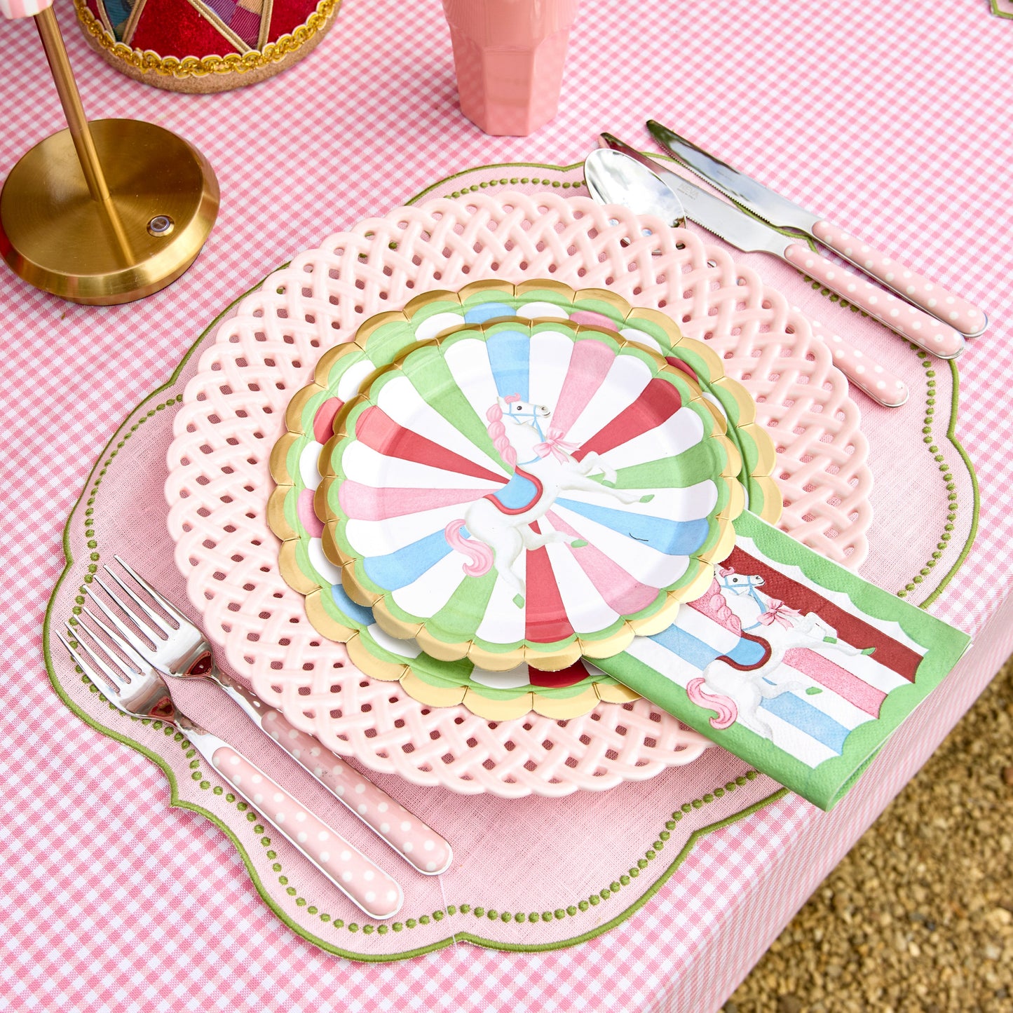 Pink Basketweave Dinner Plate