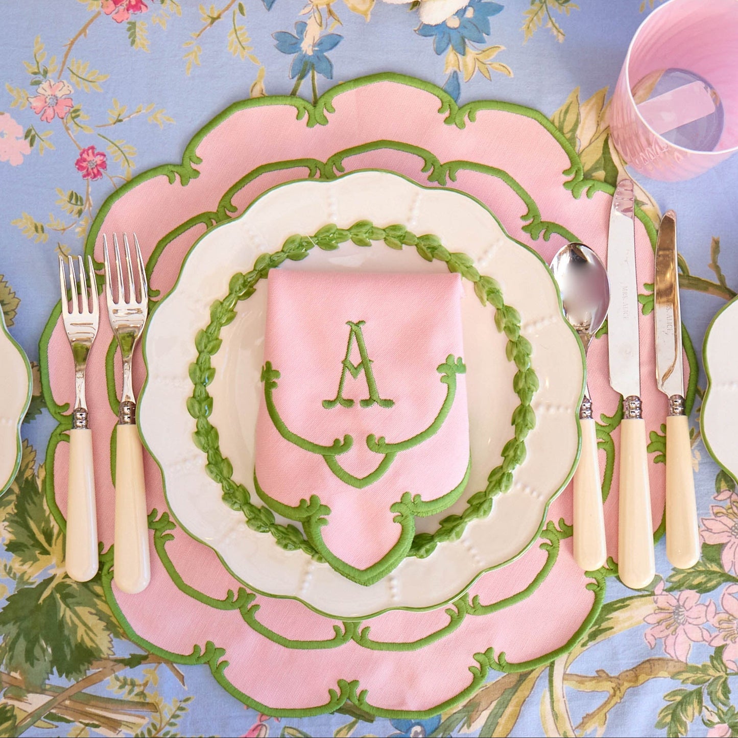 Pink & Green Amanda Placemats (Set of 4)