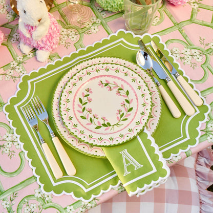 Green Louisa Placemats & Napkins (Set of 4)