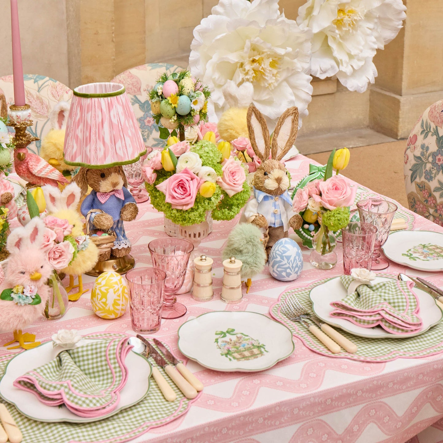 Green & Pink Eloise Gingham Placemats & Napkins (Set of 4)