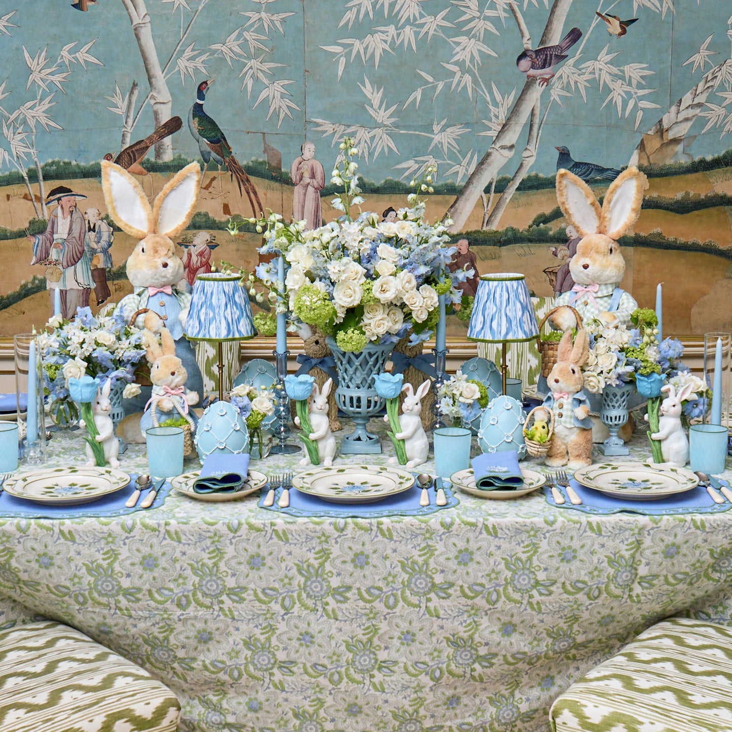 Bunny with Blue Tulip (Pair)