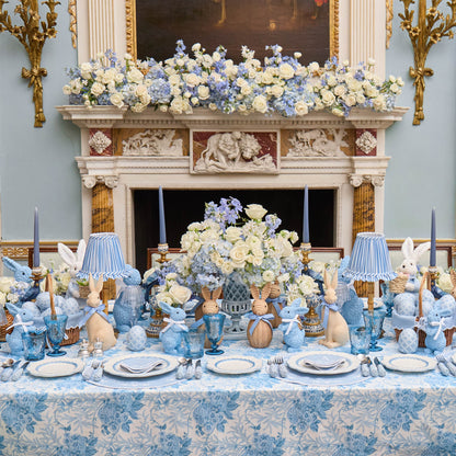 Rattan Bunny with Blue Bow (Pair)