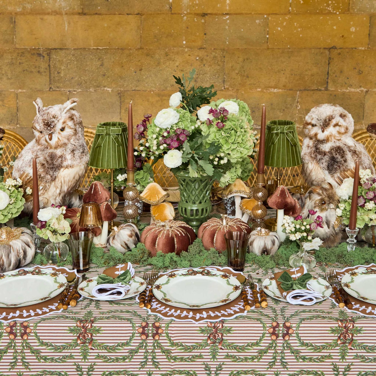 Striped Acorn Garland Tablecloth