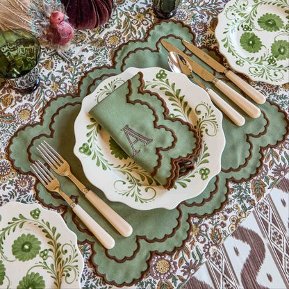 Green & Brown Charlotte Placemats & Napkins (Set of 4)