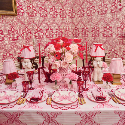 Fifi Poodle Rechargeable Lamp with Pink & Red Lotus Bow Shade (18cm)