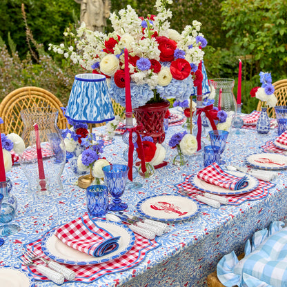 Blue & Red Ethel Blockprint Tablecloth