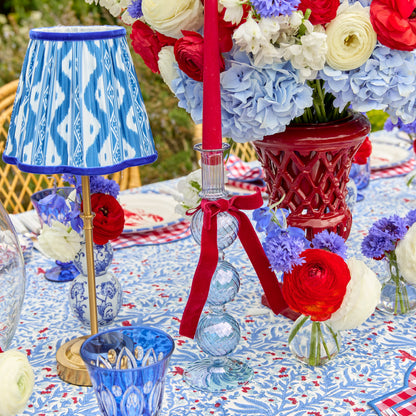Edie Rechargeable Lamp with Cobalt Ikat Shade (18cm)