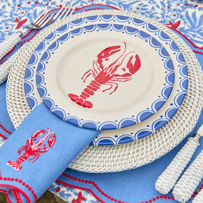 Blue & Red Eloise Linen Placemats & Lobster Napkins (Set of 4)