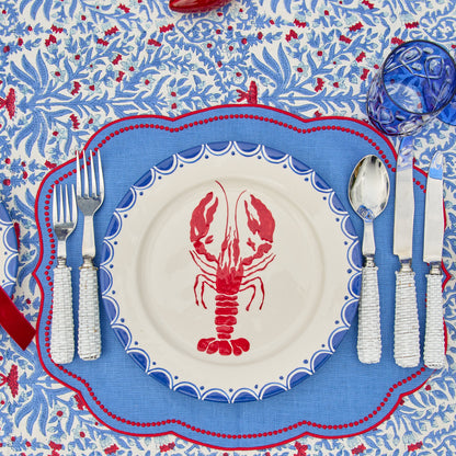 Blue & Red Ethel Blockprint Tablecloth