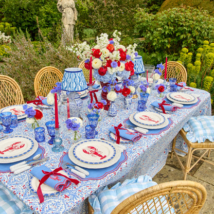 Blue & Red Eloise Linen Placemats & Lobster Napkins (Set of 4)