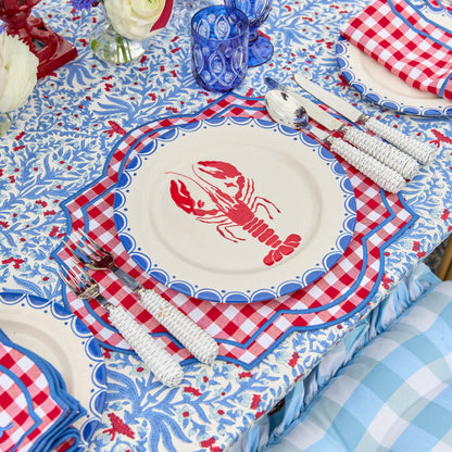Blue & Red Ethel Blockprint Tablecloth