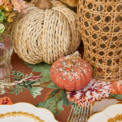 Small Orange Glitter Pumpkins (Set of 8)
