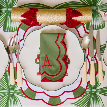 Candycane Green & Red Placemats & Napkins (Set of 4)