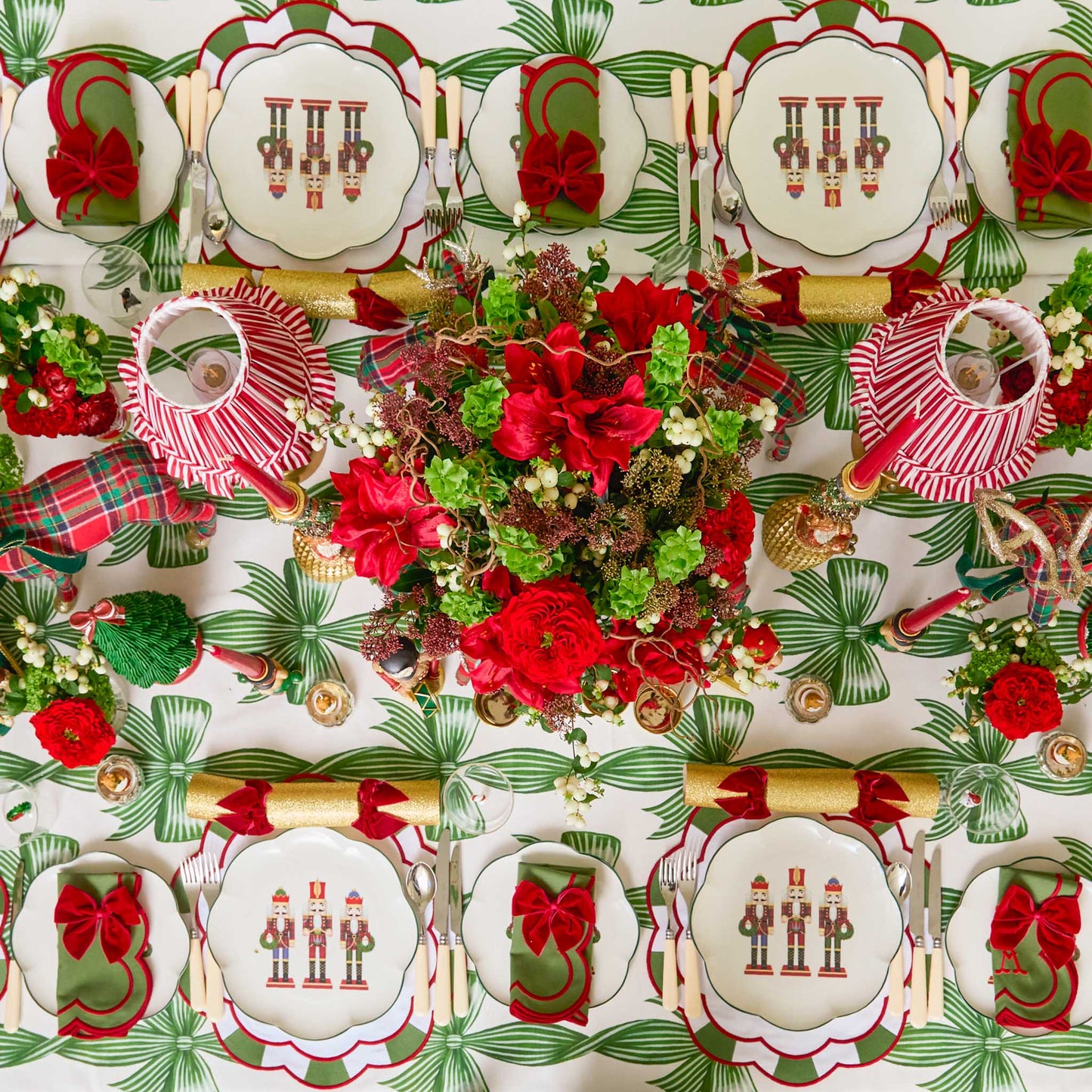 Candycane Green & Red Placemats & Napkins (Set of 4)
