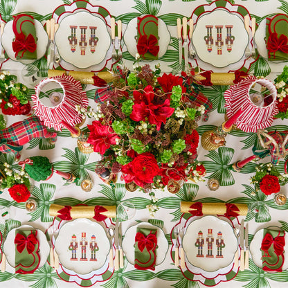 Green Bow Candycane Tablecloth