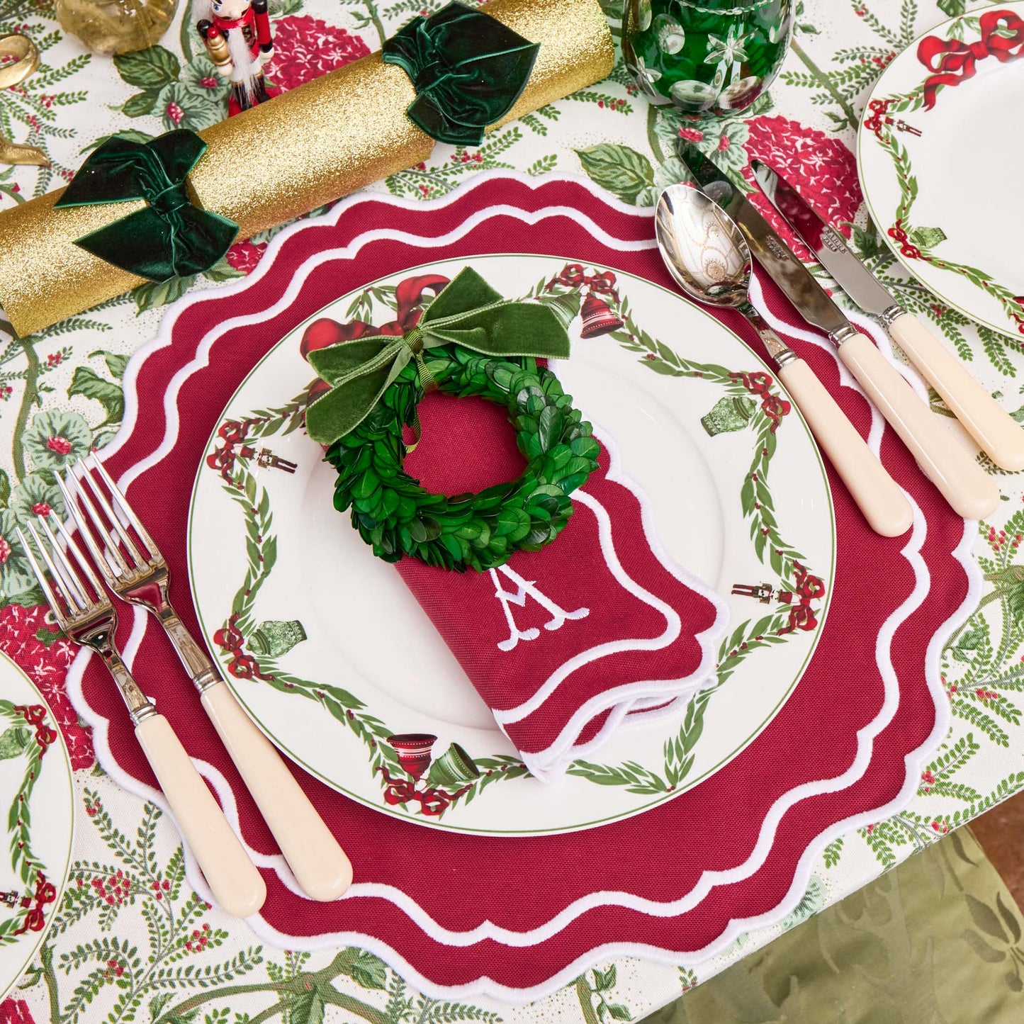 Berry Red Katherine Placemats & Napkins (Set of 4)