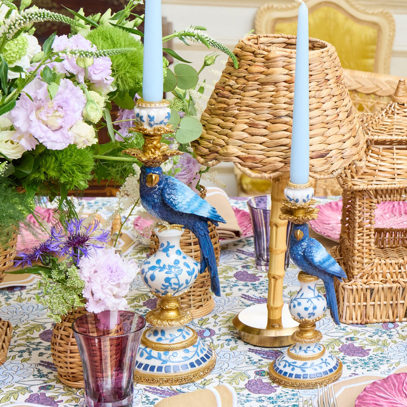 Blue Parrot Candle Set (Soft Blue)
